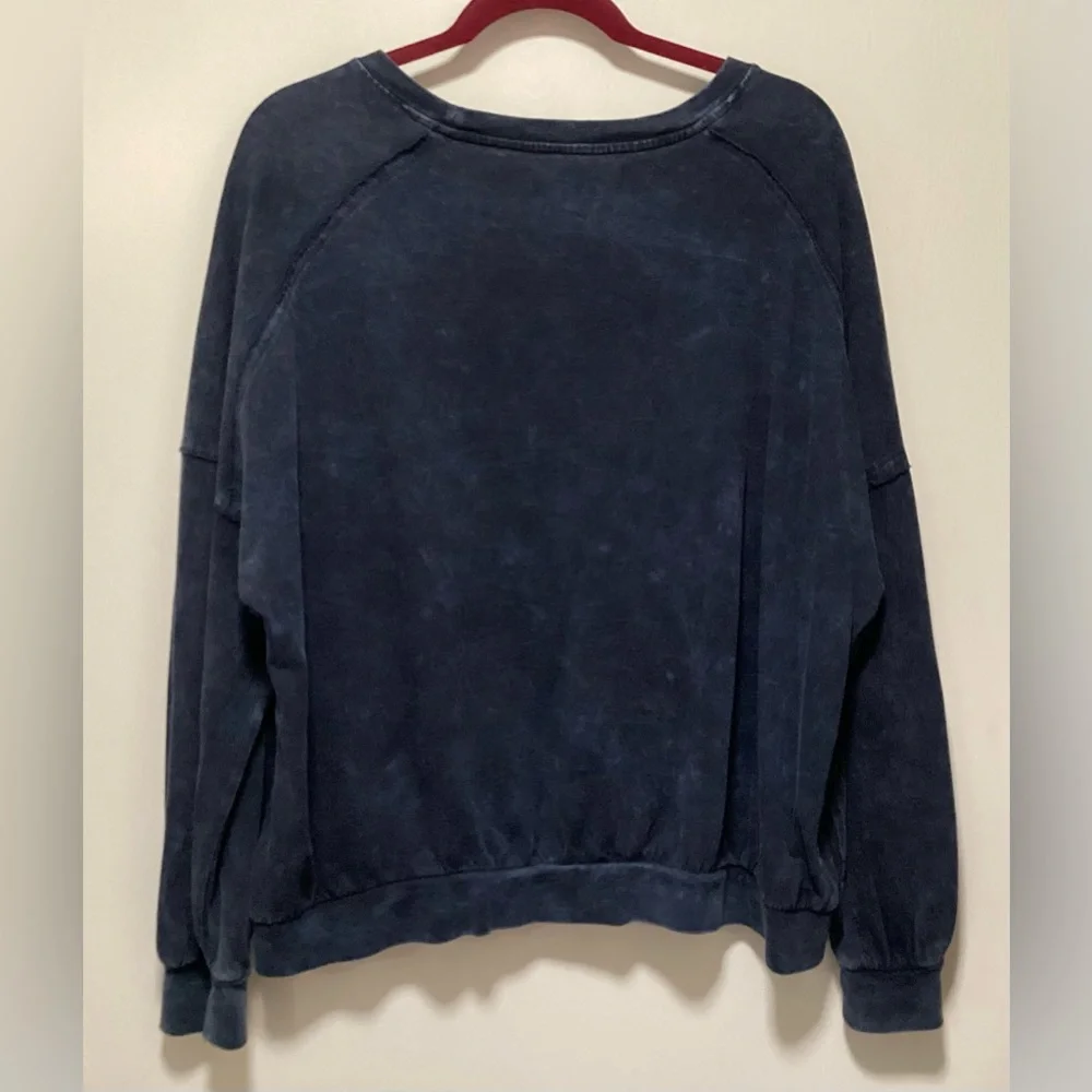 Free People We the Free Navy Blue Mineral Wash Shirt - Picture 2 of 4